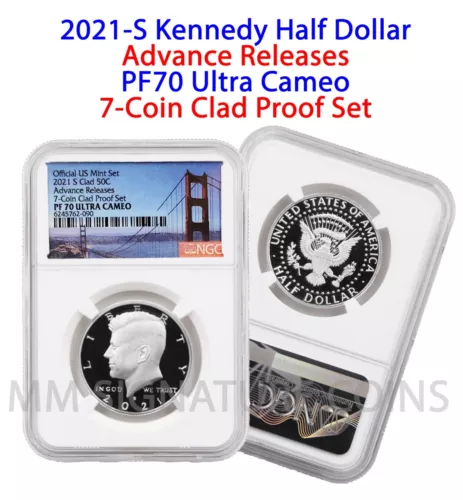 2021 S NGC PF70 Ultra Cameo Advance Release Kennedy Half Dollar 7-Coin Clad Set
