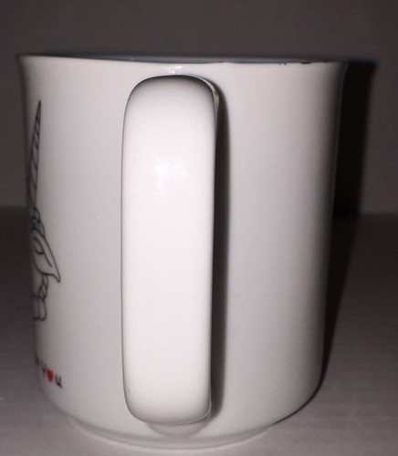 Joan Berg Victor Mug Cup Unicorn Love 1981 "Thinking Of You" Aldon White Red - Picture 2 of 8