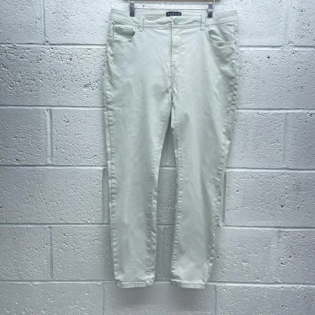 PEACOCKS WHITE SKINNY JEANS UK SIZE 16 ALEXA MID RISE STRETCH DENIM VINTAGE