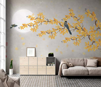 3D Yellow Branch Moon 46340NA Wallpaper Wall Murals Removable Wallpaper Fay
