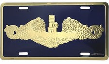 US NAVY DOLPHINS OFFICER INSIGNIA (GOLD) METAL LICENSE PLATE - MADE IN THE USA!
