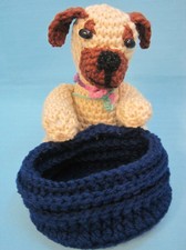 Amigurumi Pug Puppy Dog Basket Crochet Handmade Figurines Gifts by Bren