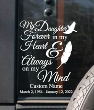 My Daughter Forever in My Heart Decal - In Loving Memory -Memorial Sticker Decal
