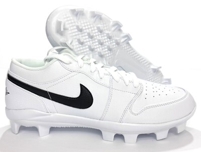 Nike Jordan 1 Retro MCS Low Baseball Cleats White Black CJ8524-101 Sz 10