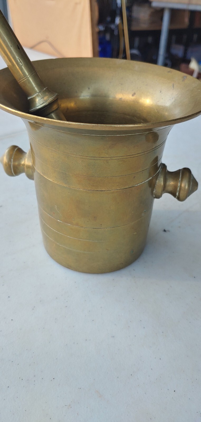 Antique Brass Mortar & Pestle eBay