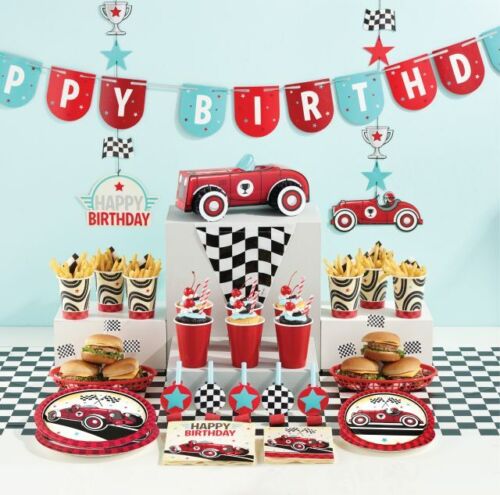 Vintage Race Car 9 oz Hot/Cold Paper Cups 8 Pack Car Birthday Party Tableware - Picture 2 of 2