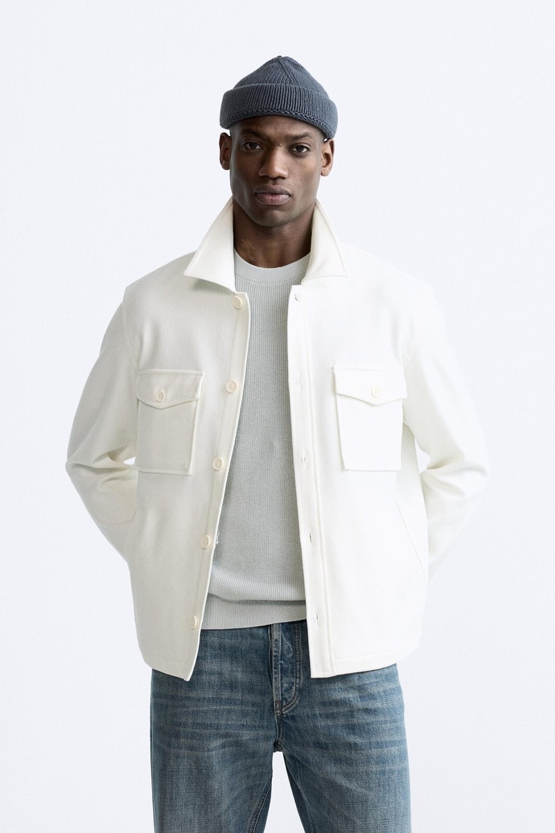 New Zara Soft Overshirt S 0706/331 Jacket White shirt outerwear