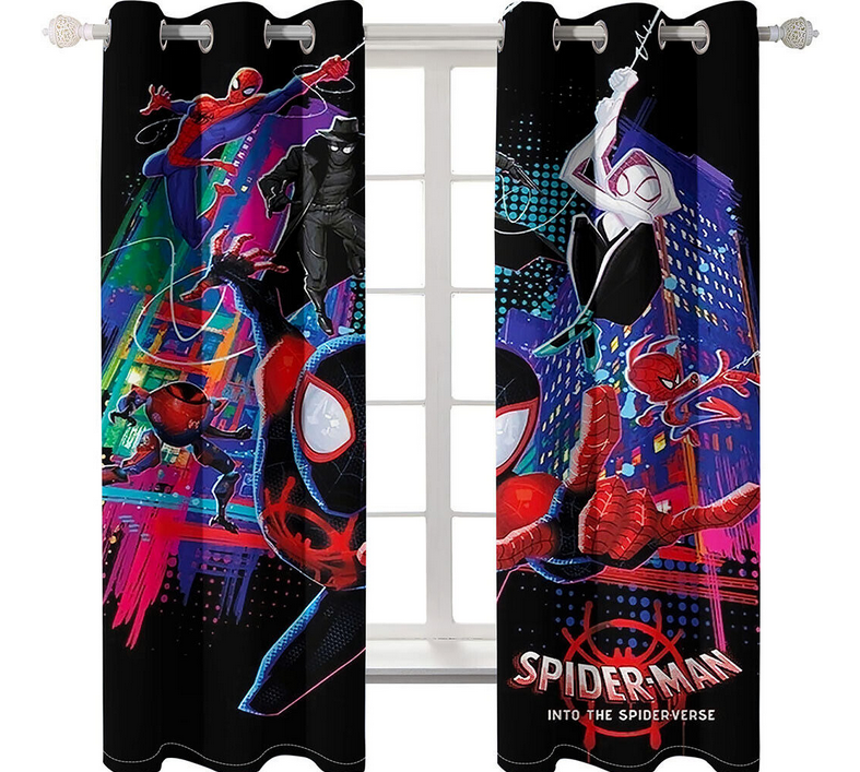 Kids 3D Spiderman Bedroom Curtains Blackout Curtains Ring Top Eyelet