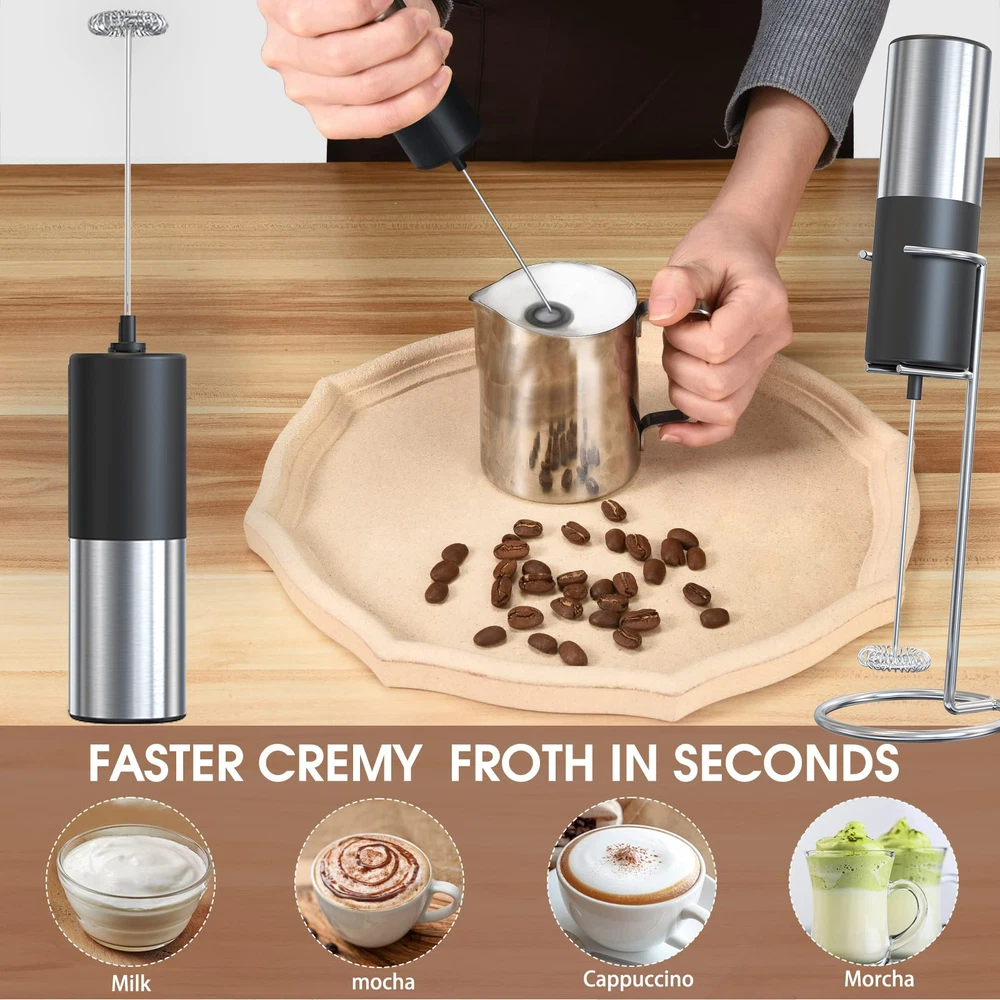 Milk Frother Handheld,Electric Milk Frother for Coffee with Stand ,Coffee Frothe
