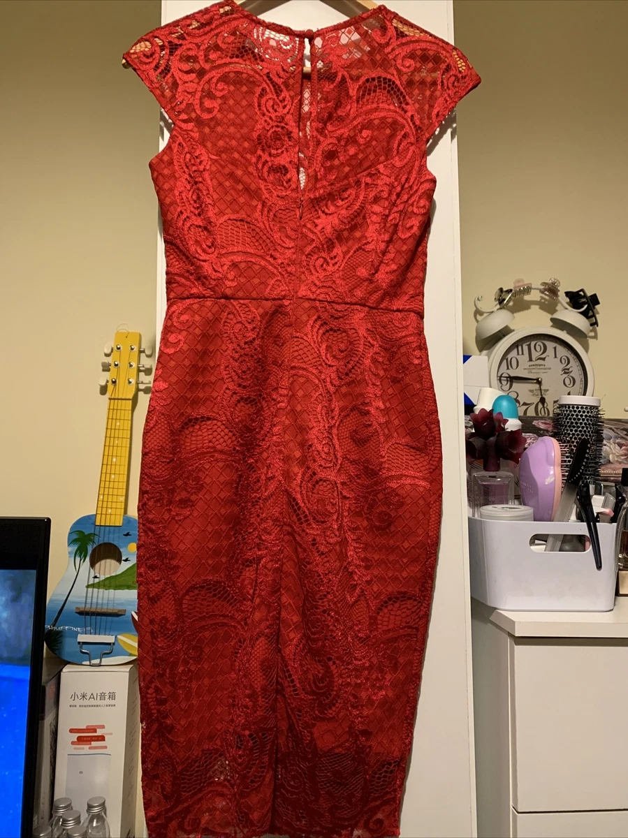 Guess red lace dress sales
