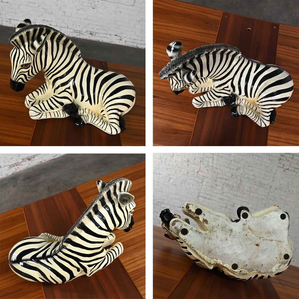 1970's Marwal Industries Large Scale Zebra Molded Resin Statue or