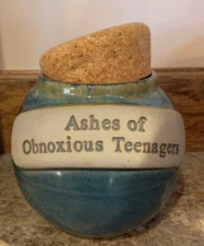 Tumbleweed Pottery Ashes of Obnoxious Teenagers Bank Funny Gift Glazed Cork Lid