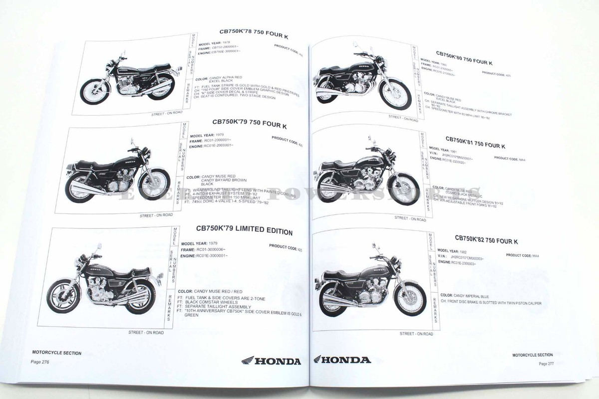 Genuine Honda Motorcycle Model ID Guide Book US 1959-2000 Great