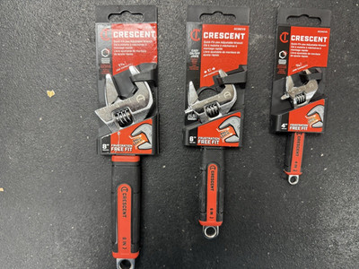3PCS Crescent Adjustable Wrench Set, 8in,6in,4in. WideJaw, NEW+FREE SHIPPING!