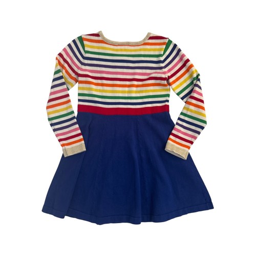 Hanna Andersson Knit Dress Rainbow Stripe Long Sleeve Dress Girls Size 130 US 8 - Picture 2 of 4
