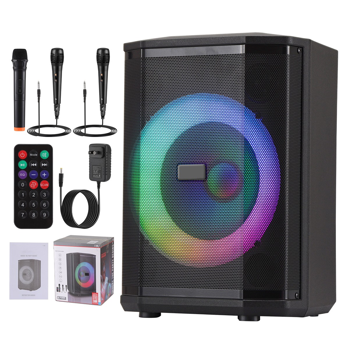 9500W Portable Bluetooth Speaker with 8" Woofer Heavy Bass Tiltable Sound System