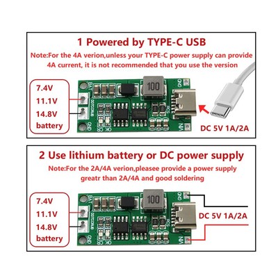 2S/3S/4S 1A/2A/4A Typ-C DC 3,7V 5V Naar 8,4V 12,6V 16,8V Step-Up Boost Lipo
