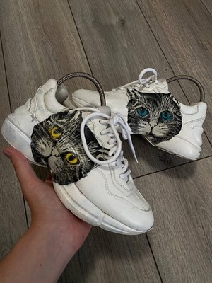 Gucci White Leather Mystic Cat Rhyton Low Top Sneakers Y2k Streetwear