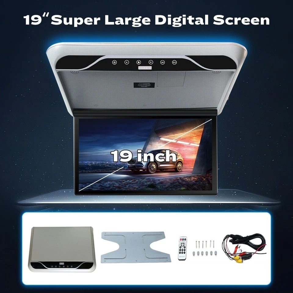 19.5" Overhead Flip Down Car Roof Monitor HD TFT 1080P Screen USB HDMI - Image 3 of 4