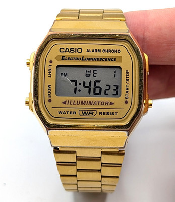 Casio Mens A168WG-9 Digital Classic Stainless Steel Gold Watch Illuminator Alarm