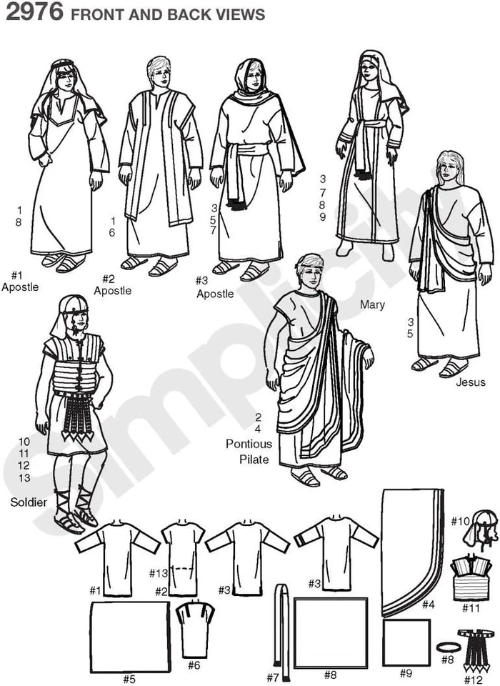 UNCUT-Simplicity Pattern #2976-Boys' & Girls' Nativity Costumes-Size XS-L - Image 2 of 3
