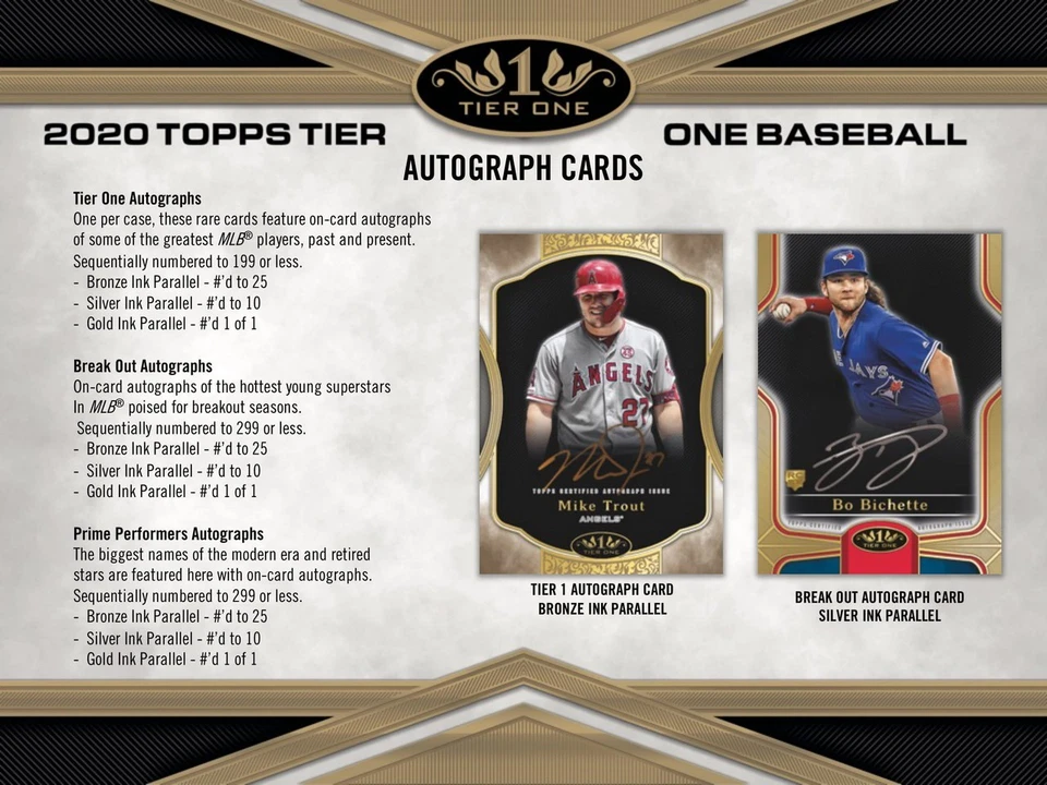 2020 Topps Tier One Baseball Hobby Box – 2 Autos & 1 Relic - Sealed - Image 3 of 4