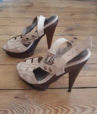 Escarpins Chaussures Ouvertes À Talons Beiges San Marina 36 - Photo 1/4