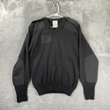 Mehlin  Estey Sweater men's Medium V-Neck Pullover Black Military Patch Acrylic