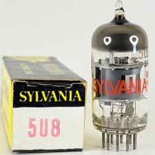 1 Tested Sylvania 5U8 Tube Red Letters and Box Code ed AWV Triode Pentode Tube