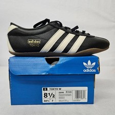 Adidas Tokyo Sneakers Black White Leather Low Top Women's Size 8.5 JQ0598