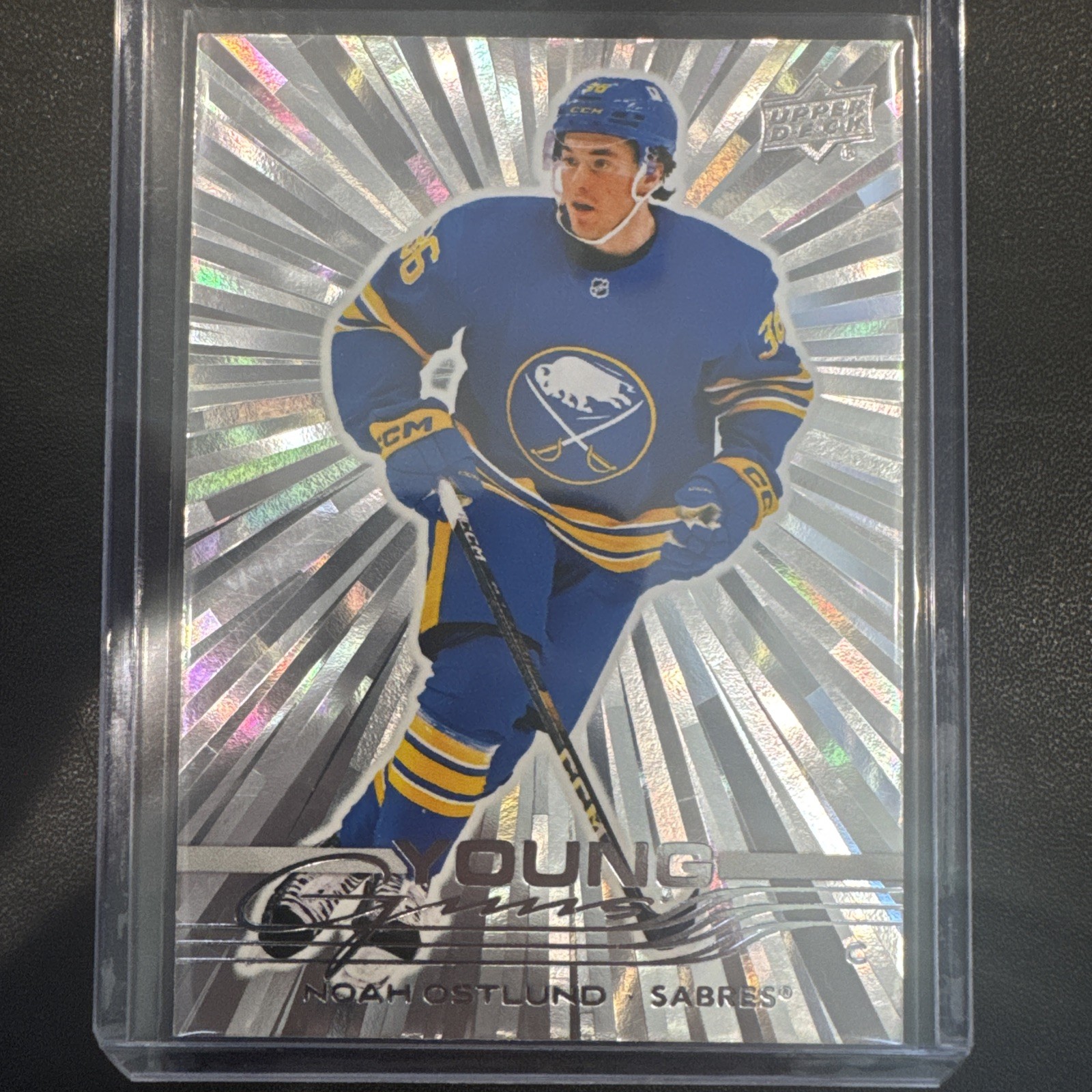 2025-26 Upper Deck Young Guns Silver Outburst Noah Ostlund #219 Buffalo Sabres