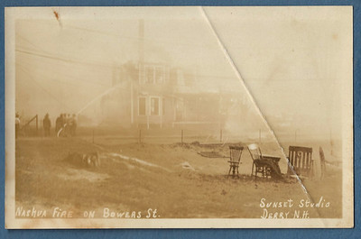 1025  Real Photo Postcard 1930 Crown Hill Fire At Bowers St Nashua NH  AS IS  #1