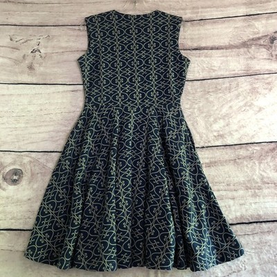 Effie's Heart Dress S Blue Zip Front Sleeveless Fit Flare Pockets Cotton  Lined | eBay