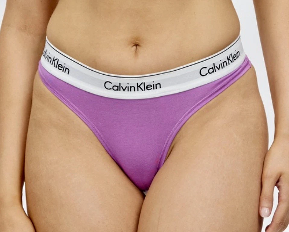 CALVIN KLEIN 现代棉虹膜兰花紫色丁字裤内裤女式加 2X — 第 3/4 张图片