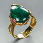 Fine Art ring Natural Malachite Ring 925 Sterling Silver Size 8 /R452497