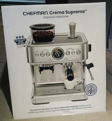 Brand New Chefman Crema Supreme Espresso Machine Stainless-Steel Finish
