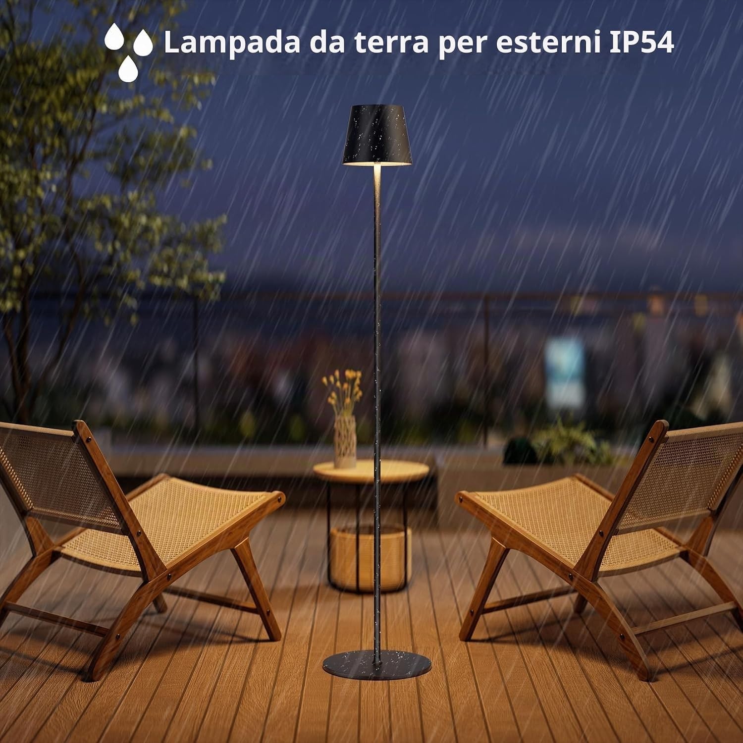 Lampada da terra 130cm x esterno interno a batteria nero 3000-6000K dimmerabile foto 5