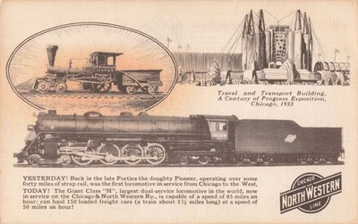 Chicago, IL Postcard Chicago & North Western RY Century of Progress  c 1933  B12
