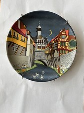 Vintage Poole collectors' plate 432 Scene 2, Germany, bridge river ducks VGC