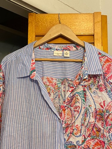 WESTBOUND Paisley Floral Striped Long Sleeve Button Up Top 3x Pretty!!!!!! - Picture 5 of 5