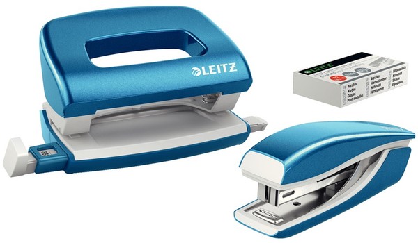 Leitz HeftgeräT & Locher Set Mini Nexxt Wow Blau Metallic-image