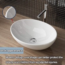 Bathroom Ceramic Basin Counter Top Hand Wash Vanity Sink White Bowl Oval 410x340