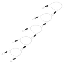 5 Pcs 3/16" Dia 3 ft (39") Vinyl Coated Stainless Steel Cable with Loops, White