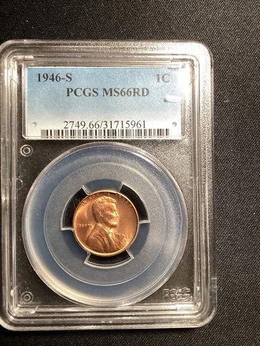 Beautiful High Grade 1946-S Lincoln Cent.  PCGS GRADED MS66 RED