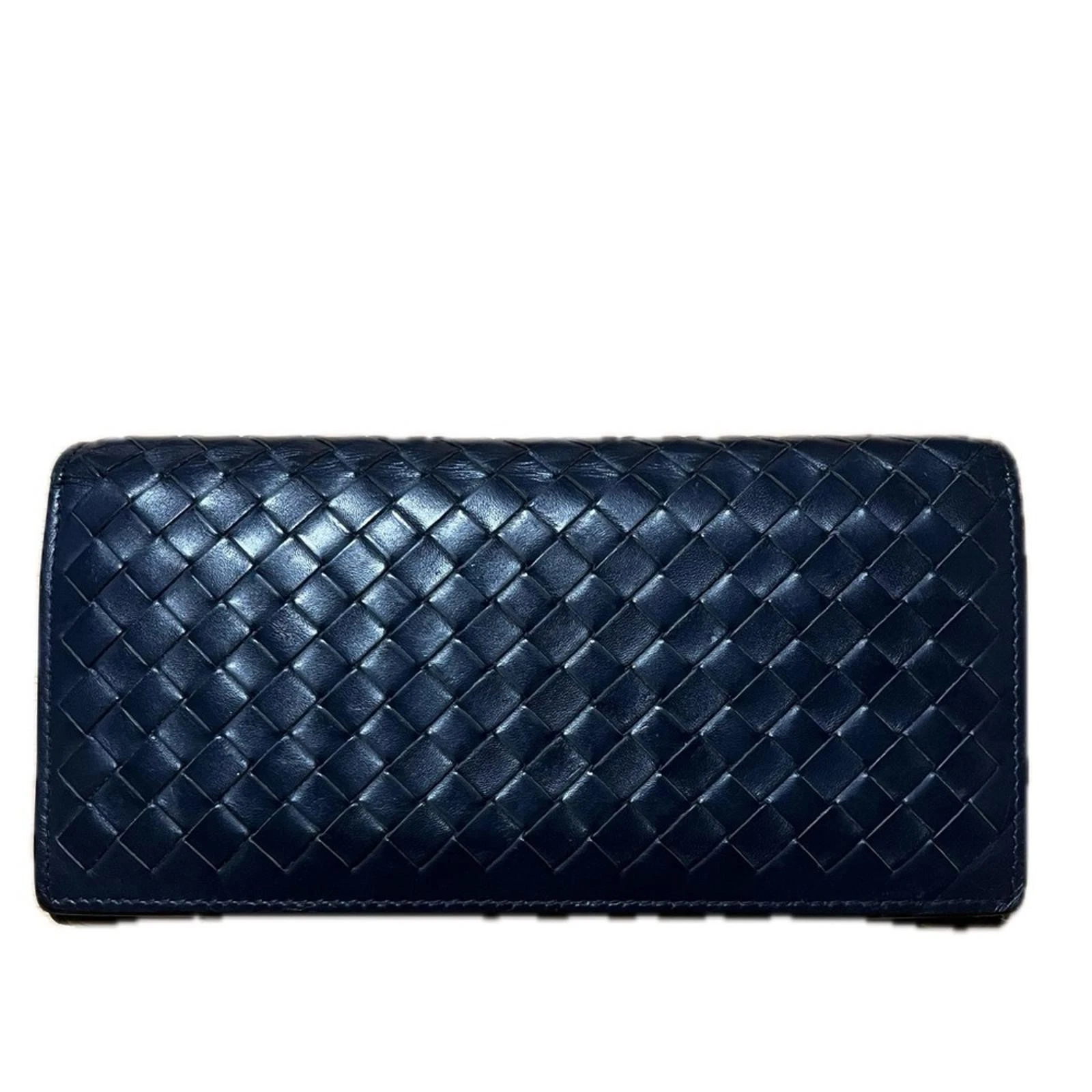 Bottega Veneta — Bottega Veneta Purse/Wallet Intorechato Leather, Dark Navy Blue
