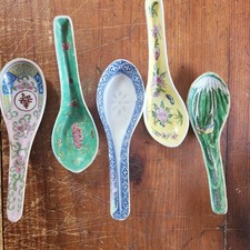 5 Chinese Export Spoons Antique