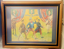 ANTIQUE WWI Poster The Spirit of 1917 United We Stand Washington Lincoln Wilson