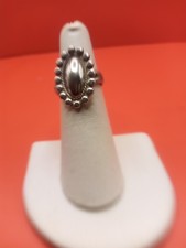 Sterling Silver Southwest Style Ring w. Flat Silver Beads and Rope Oval 22x14 mm