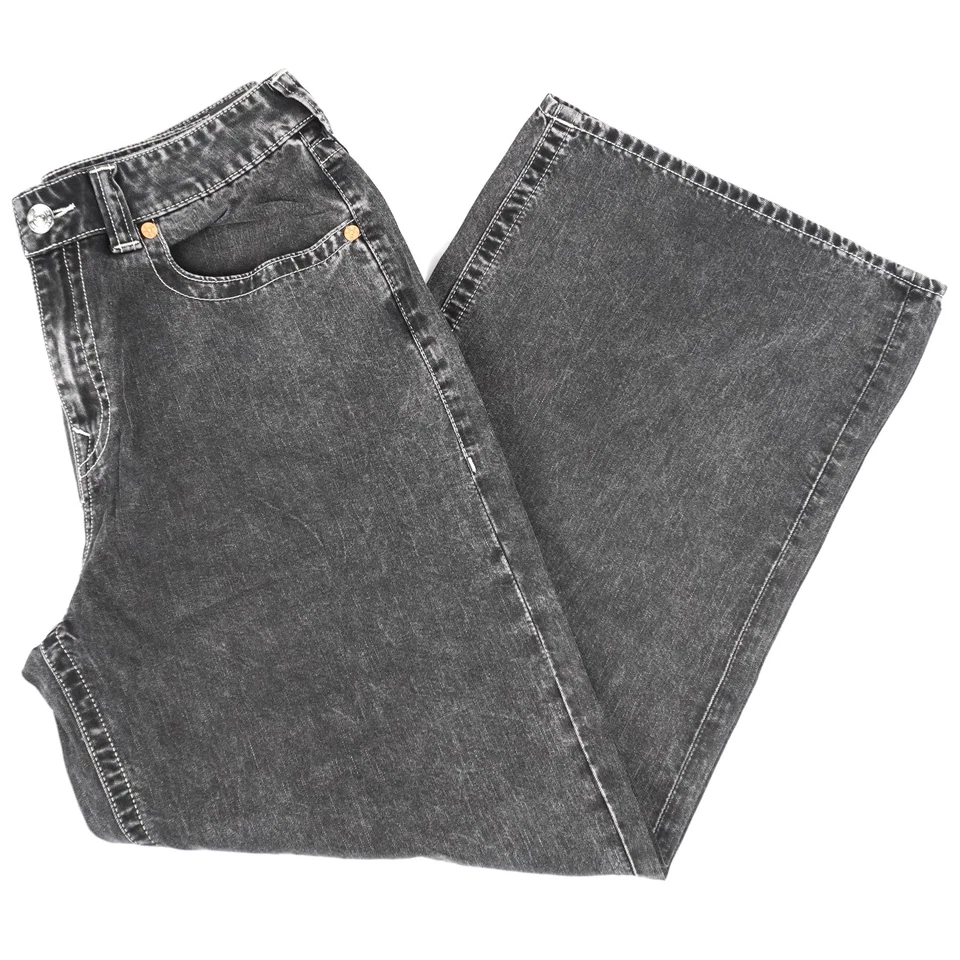 True Religion Jessie Wing Super Baggy Jeans Black Wash Wide Leg -Women's Size 32