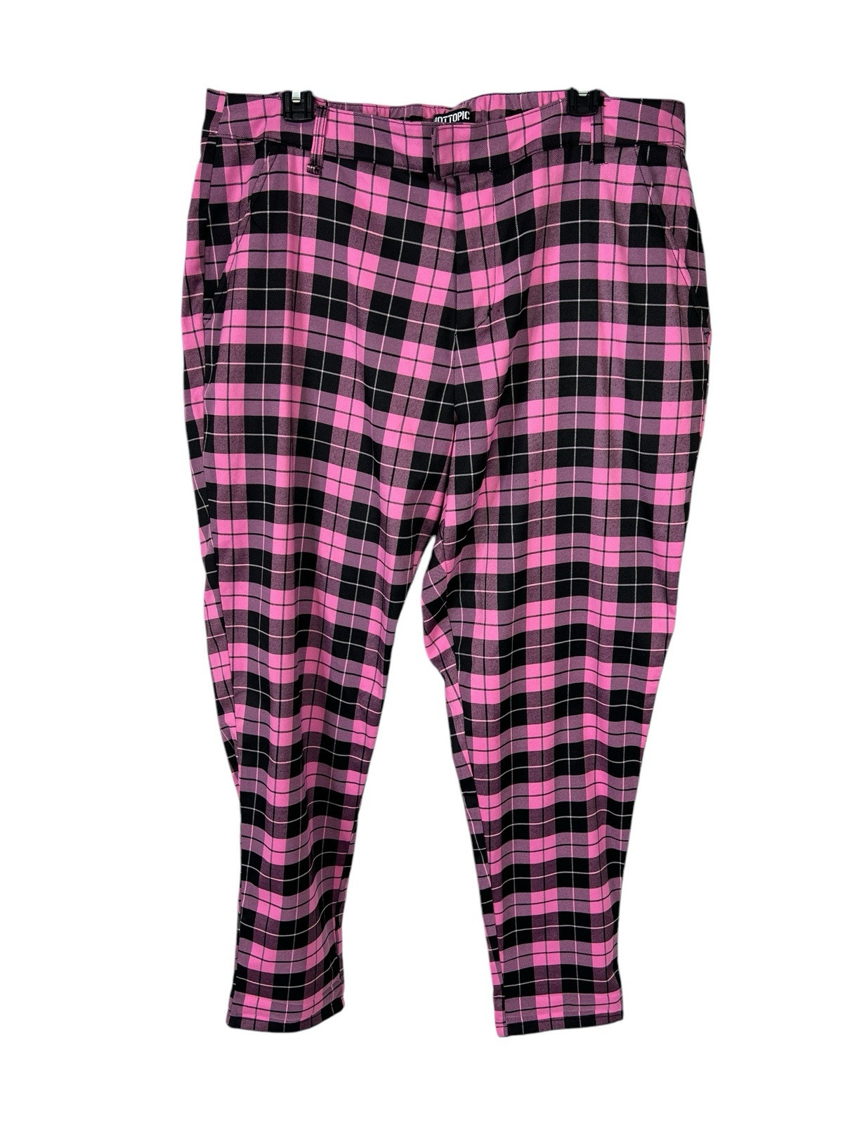 Hot Topic Womens Pant Ankle Pants Pink Black Plaid High Rise Punk